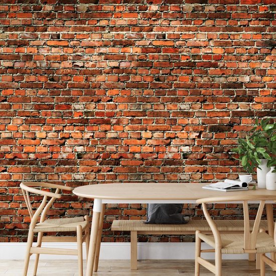 550x550-16741.jpg Unyqoos® Vliesfotobehang met Rood Baksteenpatroon voor Slaapkamer en Woonkamer
