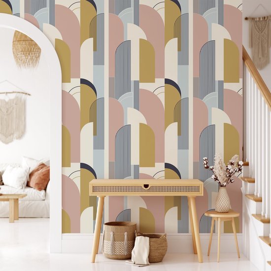 550x550-16749.jpg Unyqoos® Zelfklevend geometrisch behang in roze en grijs voor moderne interieurs