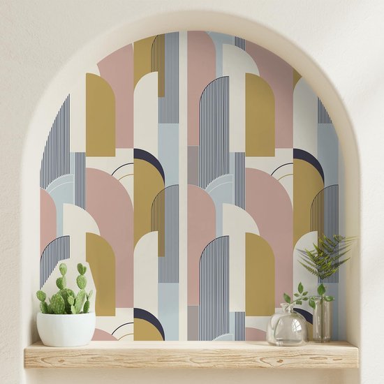 550x550-16750.jpg Unyqoos® Zelfklevend geometrisch behang in roze en grijs voor moderne interieurs
