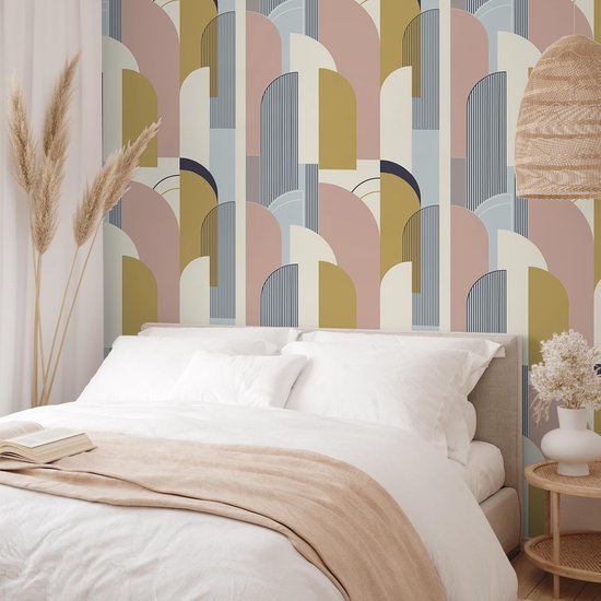 550x550-16751.jpg Unyqoos® Zelfklevend geometrisch behang in roze en grijs voor moderne interieurs
