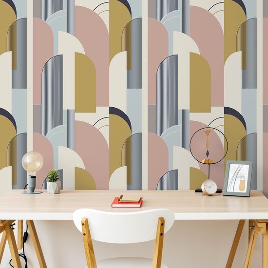 550x550-16753.jpg Unyqoos® Zelfklevend geometrisch behang in roze en grijs voor moderne interieurs
