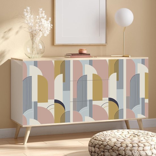 550x550-16755.jpg Unyqoos® Zelfklevend geometrisch behang in roze en grijs voor moderne interieurs