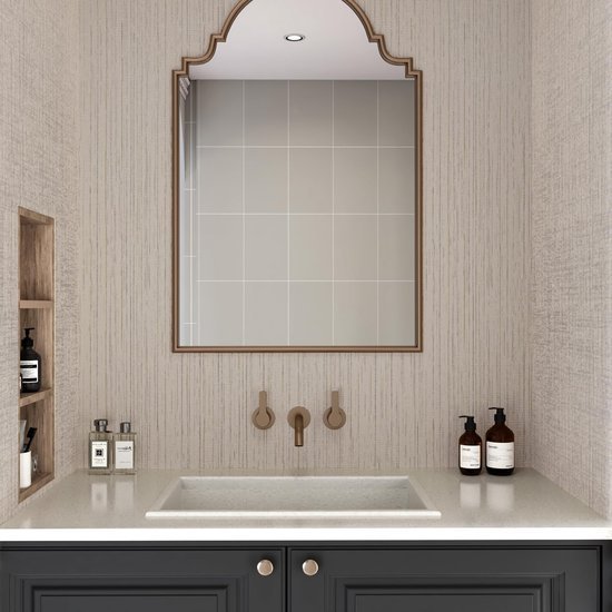 Unyqoos® Zelfklevend beige linnen behang voor stijlvolle interieurvernieuwing