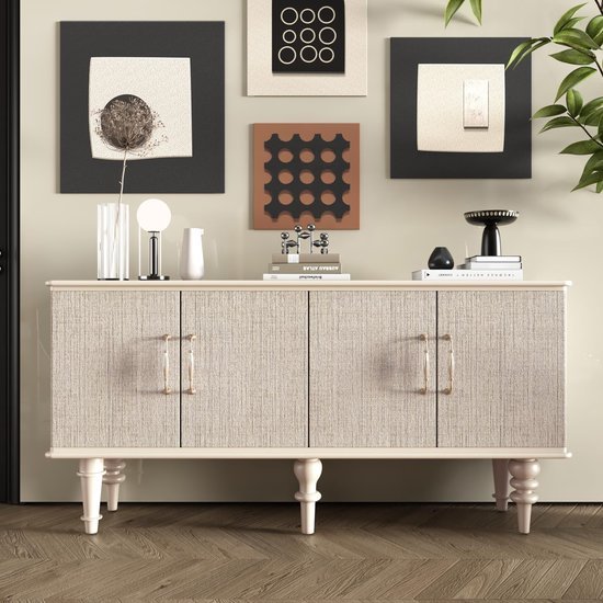 Unyqoos® Zelfklevend beige linnen behang voor stijlvolle interieurvernieuwing