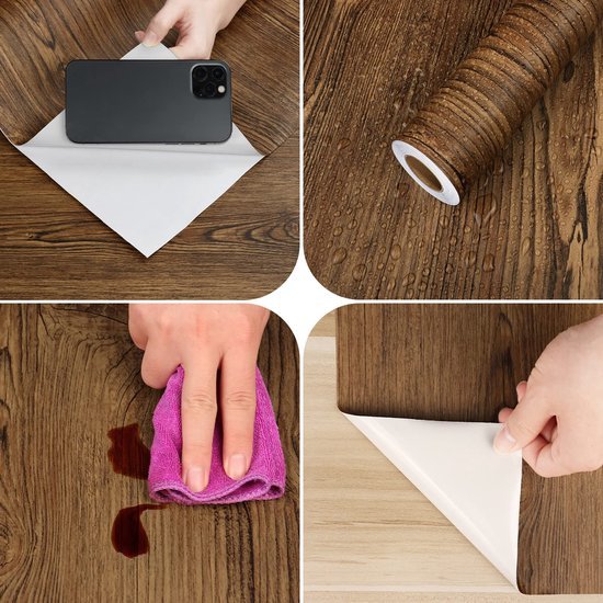 Unyqoos® Zelfklevende Houtlook Plakfolie voor Meubelrenovatie en Keuken Decoratie - 40 x 200 cm