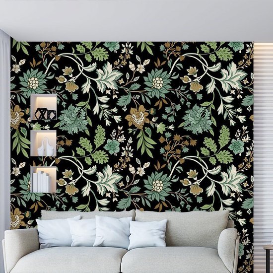 Unyqoos® Groene Bloemen Vinylbehang voor Diverse Interieurtoepassingen en Decoratie