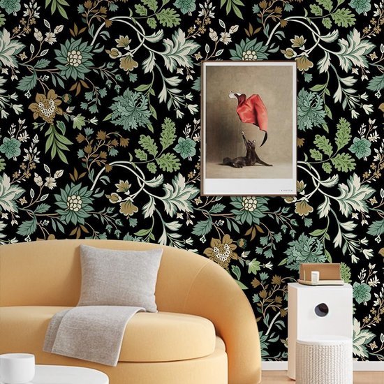 Unyqoos® Groene Bloemen Vinylbehang voor Diverse Interieurtoepassingen en Decoratie