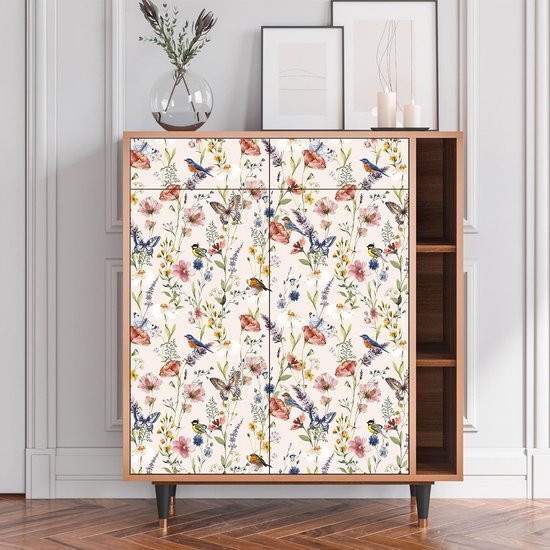 550x550-16840.jpg Unyqoos® Zelfklevend behang met bloemen en vogels voor unieke interieurdecoratie