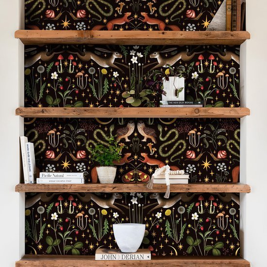 550x550-16852.jpg Unyqoos® Zelfklevend donker bos behang met dierenpatroon voor interieurdecoratie