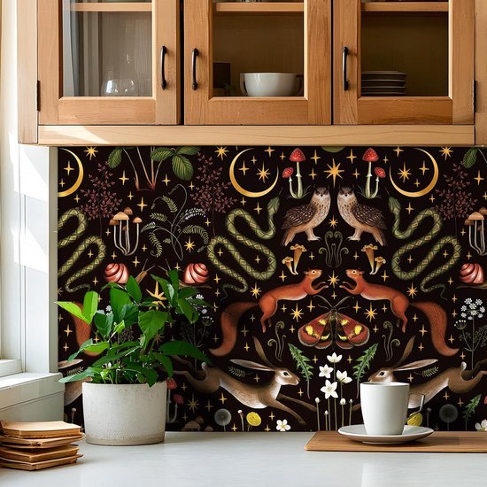 550x550-16856.jpg Unyqoos® Zelfklevend donker bos behang met dierenpatroon voor interieurdecoratie