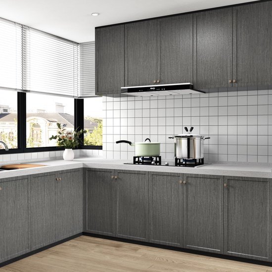 Unyqoos® Zelfklevende Grijze Houtlook Meubelfolie voor Keuken en Meubels, 40 cm x 200 cm