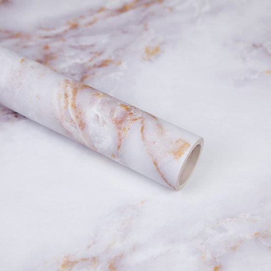Unyqoos® Zelfklevende Marmerlook Folie voor Meubelrenovatie, 40 x 300 cm, Waterdicht Vinyl