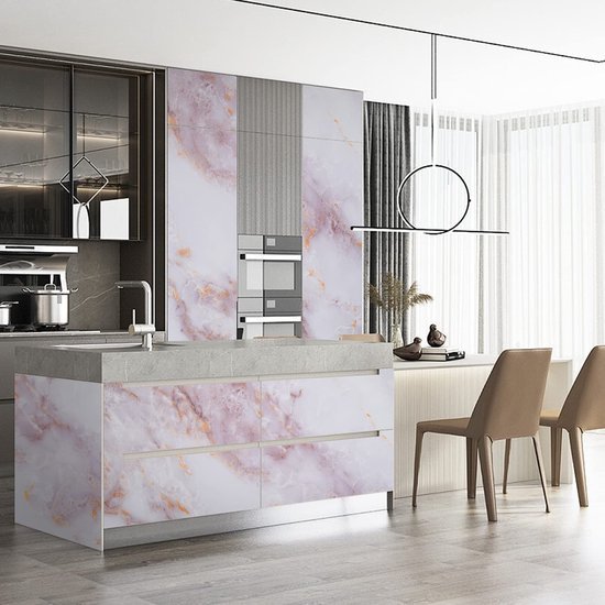 Unyqoos® Zelfklevende Marmerlook Folie voor Meubelrenovatie, 40 x 300 cm, Waterdicht Vinyl