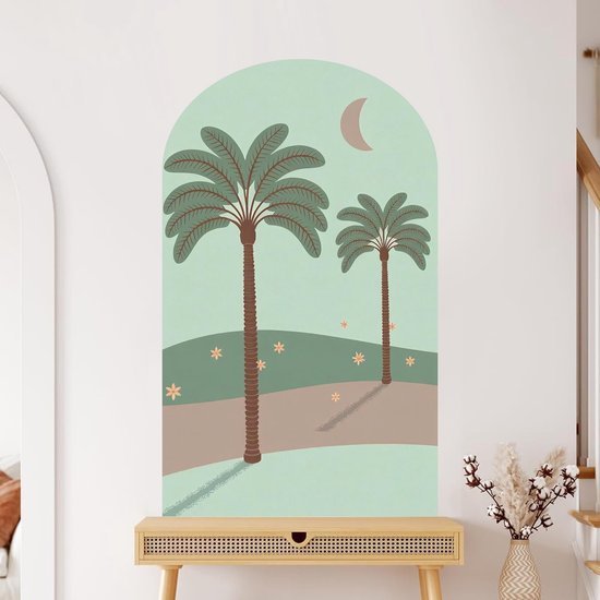 Unyqoos® Zelfklevende geometrische muurstickers met kokosnoot bomen voor diverse ruimtes