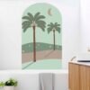 Unyqoos® Zelfklevende geometrische muurstickers met kokosnoot bomen voor diverse ruimtes