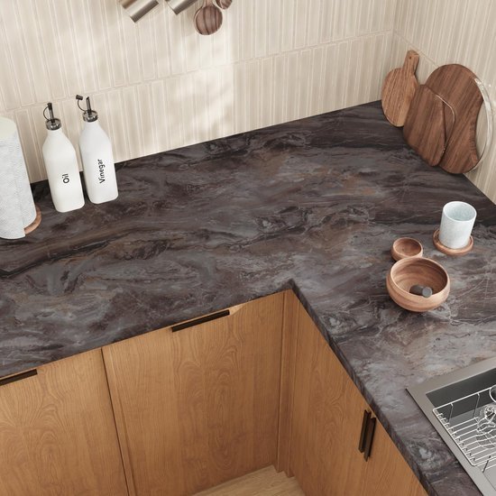 Unyqoos® Bruin Zelfklevend Marmerfolie voor Meubels en Wanden - Waterdicht en Krasbestendig