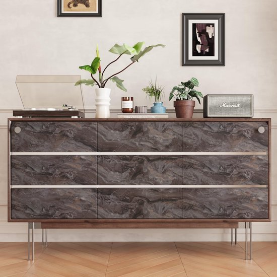 Unyqoos® Bruin Zelfklevend Marmerfolie voor Meubels en Wanden - Waterdicht en Krasbestendig