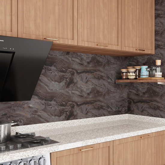 Unyqoos® Bruin Zelfklevend Marmerfolie voor Meubels en Wanden - Waterdicht en Krasbestendig