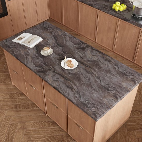 Unyqoos® Bruin Zelfklevend Marmerfolie voor Meubels en Wanden - Waterdicht en Krasbestendig