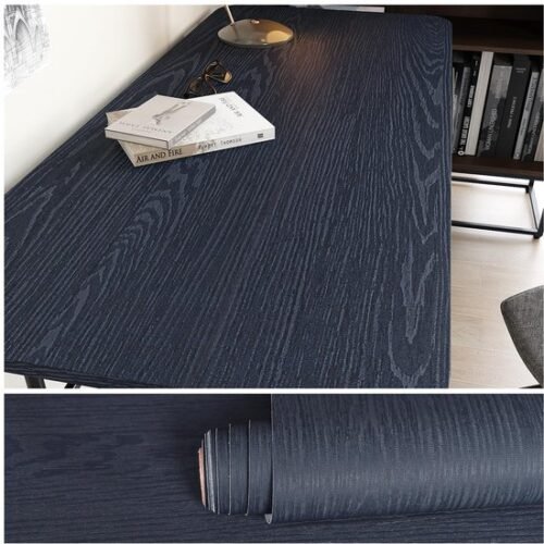 Unyqoos® Blauwe zelfklevende houtlook folie voor meubels en muren, waterbestendig