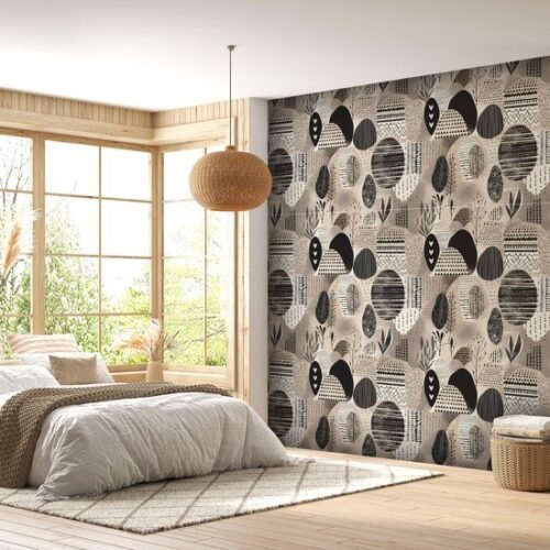 550x550-17088.jpg Unyqoos® Verwijderbaar zelfklevend behang met Afrikaanse boho-print voor interieurdecoratie, beige-zwart