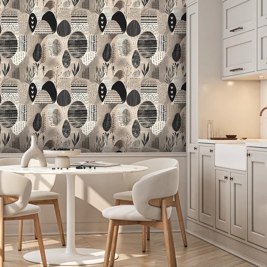 550x550-17089.jpg Unyqoos® Verwijderbaar zelfklevend behang met Afrikaanse boho-print voor interieurdecoratie, beige-zwart