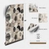 550x550-17093.jpg Unyqoos® Verwijderbaar zelfklevend behang met Afrikaanse boho-print voor interieurdecoratie, beige-zwart