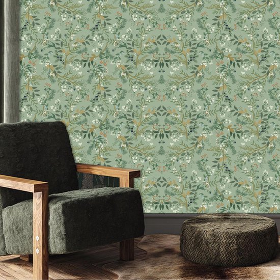 Unyqoos® Zelfklevend retro bloemenbehang voor een sfeervolle woonkamer of slaapkamer