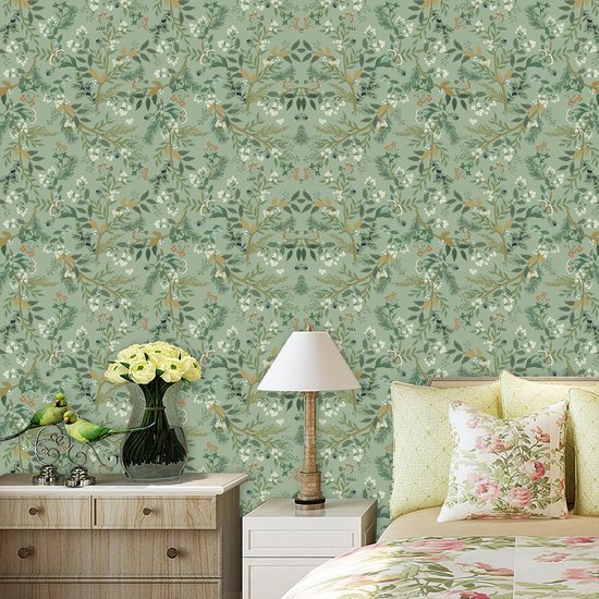 Unyqoos® Zelfklevend retro bloemenbehang voor een sfeervolle woonkamer of slaapkamer