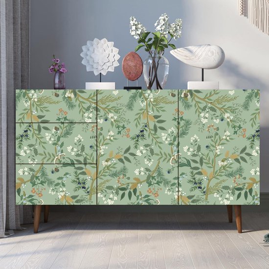Unyqoos® Zelfklevend retro bloemenbehang voor een sfeervolle woonkamer of slaapkamer
