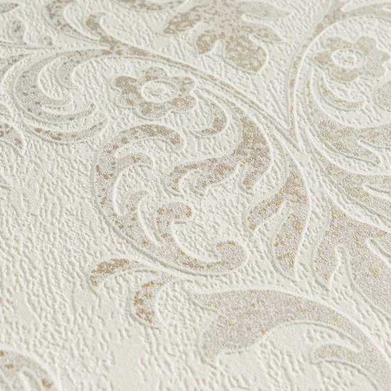 Unyqoos® Elegant vliesbehang met barokke ornamenten in beige en bruin tinten, beige-bruin