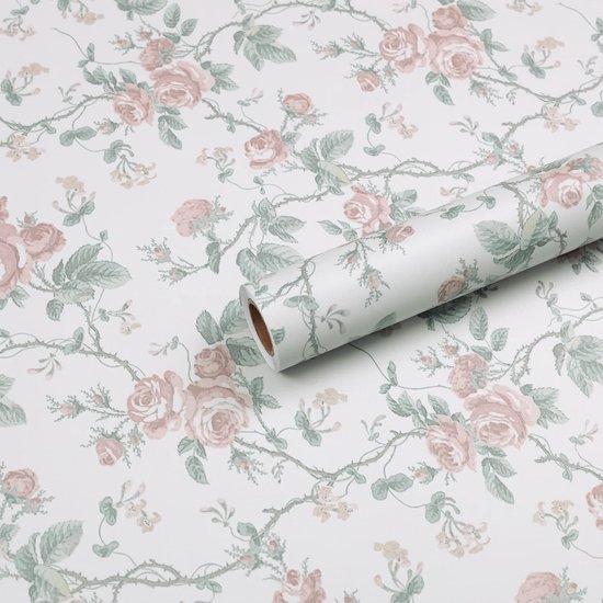 Unyqoos® Zelfklevende Bloemenbehang voor Meubels en Wanden - 40 x 300 cm Roze Patroon