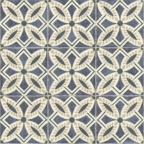 Unyqoos® Gedessineerd vliesbehang met mediterrane tegelpatroon voor interieurdecoratie, blauw