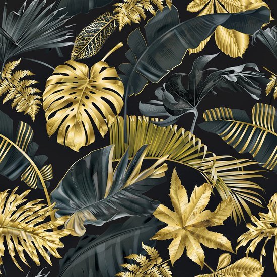 550x550-17170.jpg Unyqoos® Stijlvol Jungle Patroonbehang in Goud en Zwart voor Wanden en Meubels