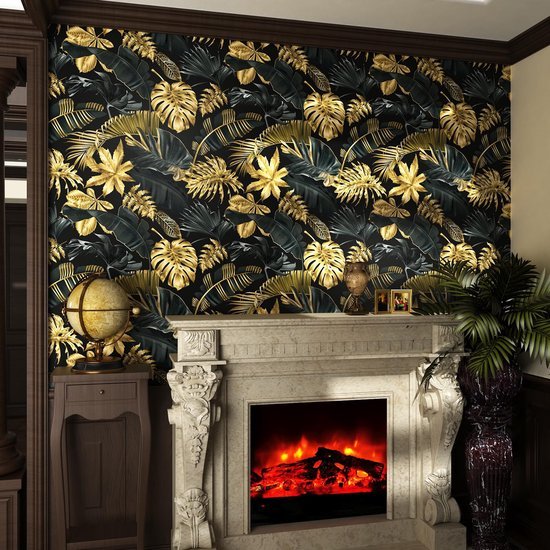 550x550-17173.jpg Unyqoos® Stijlvol Jungle Patroonbehang in Goud en Zwart voor Wanden en Meubels