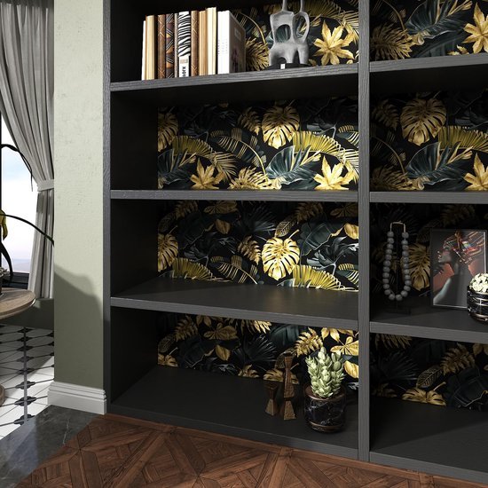 550x550-17176.jpg Unyqoos® Stijlvol Jungle Patroonbehang in Goud en Zwart voor Wanden en Meubels
