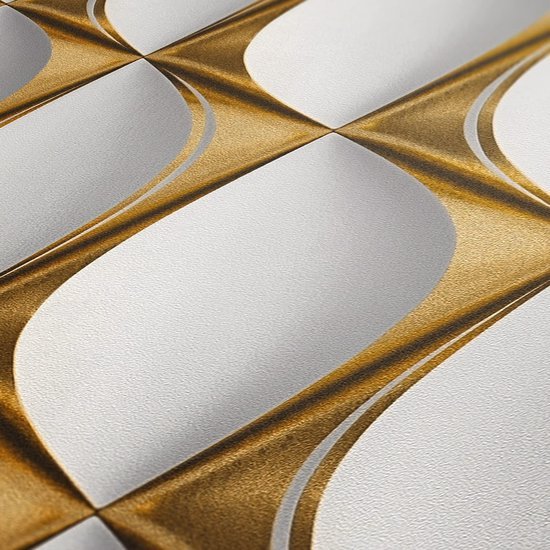 Unyqoos® Hoogwaardig 3D Vliesbehang in Goud en Wit voor Moderne Interieurs