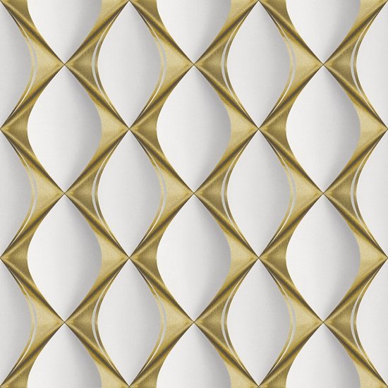Unyqoos® Hoogwaardig 3D Vliesbehang in Goud en Wit voor Moderne Interieurs