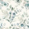 Unyqoos® Waterbestendig vliesbehang met aquarel eucalyptustakken en groene planten, groente-wit