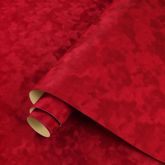 Unyqoos® Zelfklevende rode stoflook behangrol voor woonkamer en slaapkamer