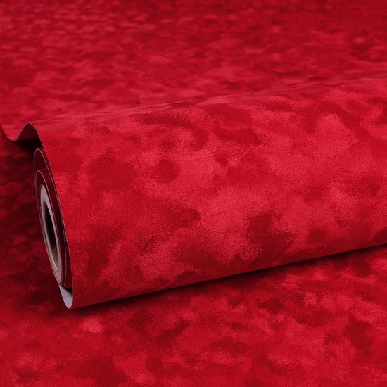 Unyqoos® Zelfklevende rode stoflook behangrol voor woonkamer en slaapkamer
