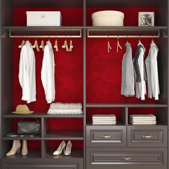 Unyqoos® Zelfklevende rode stoflook behangrol voor woonkamer en slaapkamer