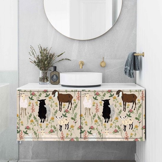 Unyqoos® Decoratieve zelfklevende vinyl behangrol met bloemen en schapenmotief