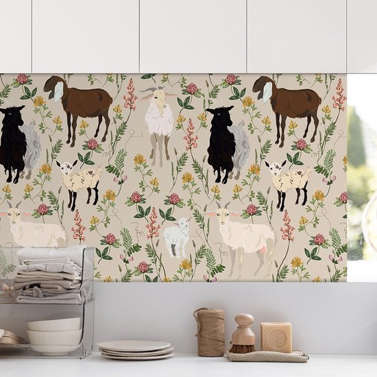 Unyqoos® Decoratieve zelfklevende vinyl behangrol met bloemen en schapenmotief