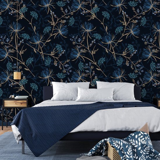 550x550-17290.jpg Unyqoos® Zelfklevend bloemenbehang met blauwe paardenbloem voor sfeervolle kamers 44,5 cm × 300 cm