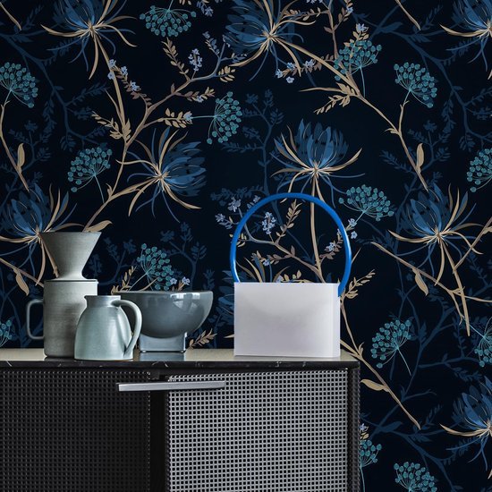 550x550-17292.jpg Unyqoos® Zelfklevend bloemenbehang met blauwe paardenbloem voor sfeervolle kamers 44,5 cm × 300 cm