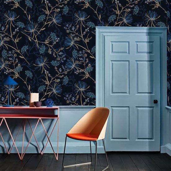 550x550-17293.jpg Unyqoos® Zelfklevend bloemenbehang met blauwe paardenbloem voor sfeervolle kamers 44,5 cm × 300 cm