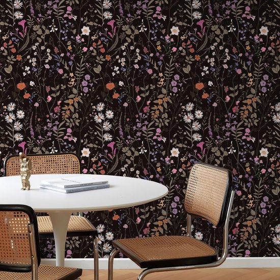550x550-17302.jpg Unyqoos® Zelfklevend bloemenbehang met wildhout en madeliefjes voor muurdecoratie