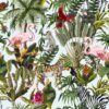 Unyqoos® Tropisch zelfklevend fotobehang met jungle dieren en bloemenpatroon
