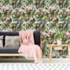 Unyqoos® Tropisch zelfklevend fotobehang met jungle dieren en bloemenpatroon